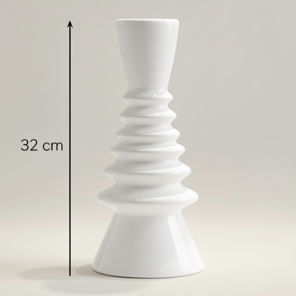 Vase Design Sculptural – 32 cm (Noir, Blanc & Blanc Cassé) – Image 3