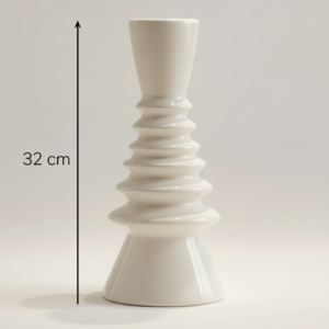 Vase Design Sculptural – 32 cm (Noir, Blanc & Blanc Cassé)