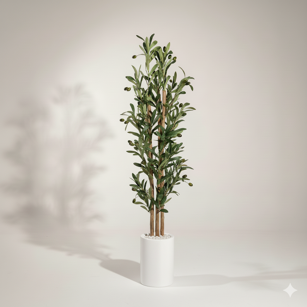 Olivier semi-artificiel 1,50 m – Décoration élégante disponible en doré, blanc, noir et bleu roi – Image 3
