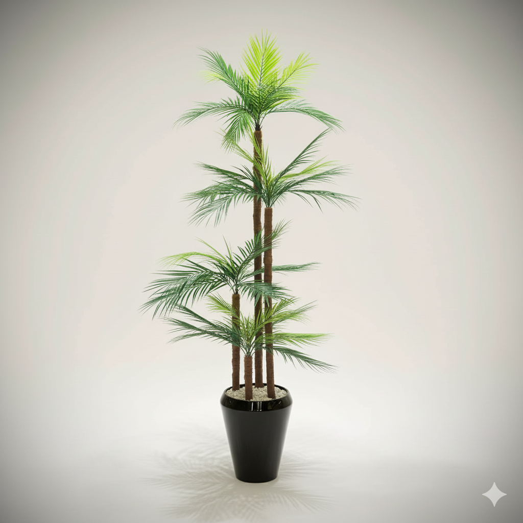 Vase avec 4 Palmiers Semi-Artificiels – 1,70 m