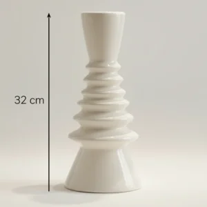 Vase Design Sculptural – 32 cm (Noir, Blanc & Blanc Cassé)